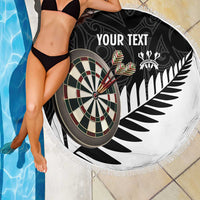 Personalised New Zealand Darts Beach Blanket Silver Fern Aotearoa Maori Pattern LT14 - Polynesian Pride