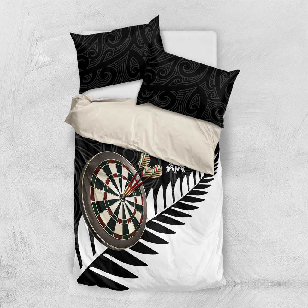 Personalised New Zealand Darts Bedding Set Silver Fern Aotearoa Maori Pattern - Polynesian Pride