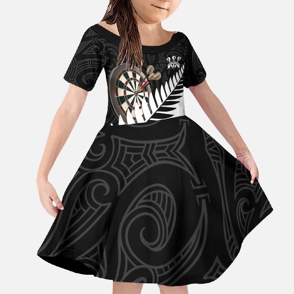 Personalised New Zealand Darts Family Matching Mermaid Dress and Hawaiian Shirt Silver Fern Aotearoa Maori Pattern - Polynesian Pride