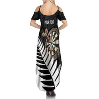 Personalised New Zealand Darts Family Matching Summer Maxi Dress and Hawaiian Shirt Silver Fern Aotearoa Maori Pattern - Polynesian Pride