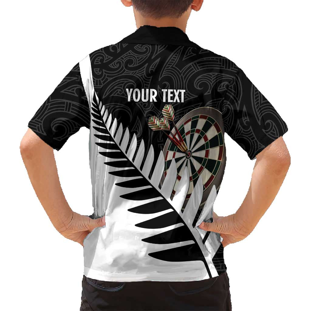 Personalised New Zealand Darts Family Matching Tank Maxi Dress and Hawaiian Shirt Silver Fern Aotearoa Maori Pattern - Polynesian Pride