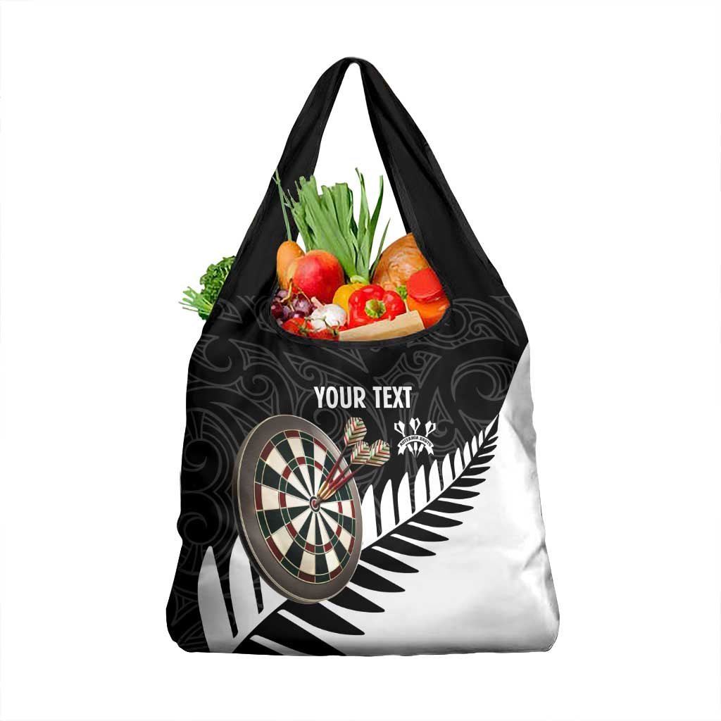 Personalised New Zealand Darts Grocery Bag Silver Fern Aotearoa Maori Pattern LT14 1-pack One Size Black - Polynesian Pride