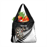 Personalised New Zealand Darts Grocery Bag Silver Fern Aotearoa Maori Pattern LT14 1-pack One Size Black - Polynesian Pride