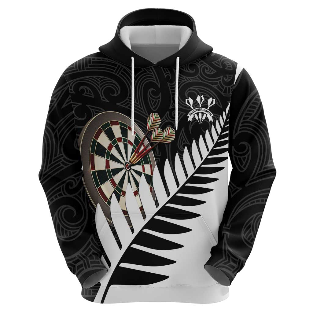 Personalised New Zealand Darts Hoodie Silver Fern Aotearoa Maori Pattern - Polynesian Pride