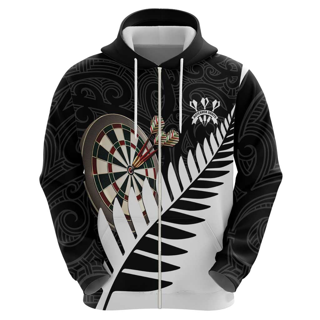 Personalised New Zealand Darts Hoodie Silver Fern Aotearoa Maori Pattern - Polynesian Pride