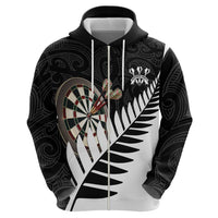 Personalised New Zealand Darts Hoodie Silver Fern Aotearoa Maori Pattern - Polynesian Pride