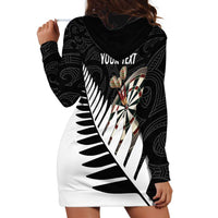 Personalised New Zealand Darts Hoodie Dress Silver Fern Aotearoa Maori Pattern - Polynesian Pride