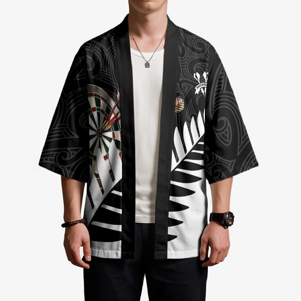 Personalised New Zealand Darts Kimono Silver Fern Aotearoa Maori Pattern - Polynesian Pride