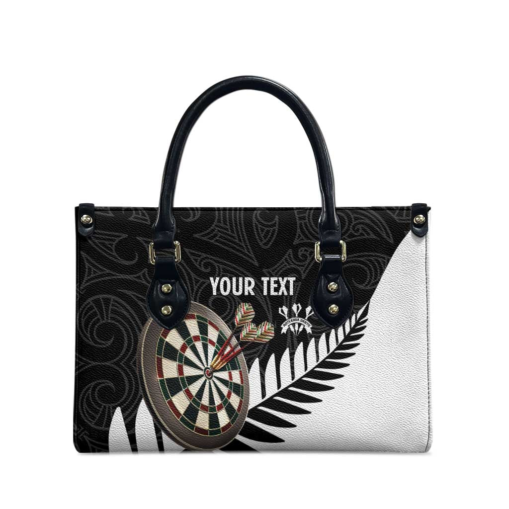 Personalised New Zealand Darts Leather Bag Silver Fern Aotearoa Maori Pattern - Polynesian Pride