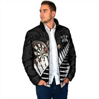 Personalised New Zealand Darts Padded Jacket Silver Fern Aotearoa Maori Pattern - Polynesian Pride