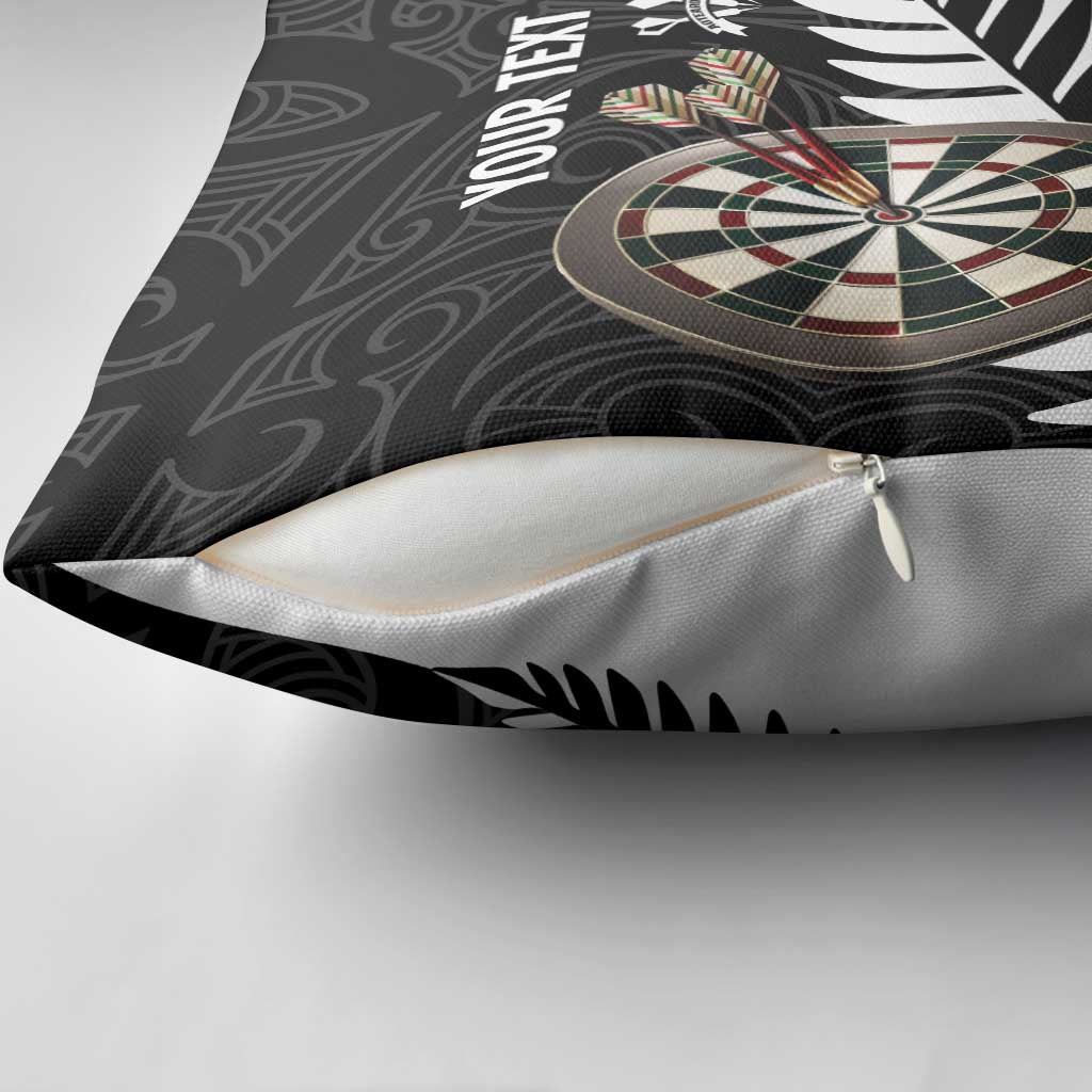 Personalised New Zealand Darts Pillow Cover Silver Fern Aotearoa Maori Pattern - Polynesian Pride