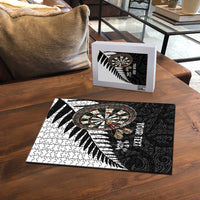 Personalised New Zealand Darts Puzzle Silver Fern Aotearoa Maori Pattern - Polynesian Pride
