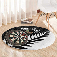 Personalised New Zealand Darts Round Carpet Silver Fern Aotearoa Maori Pattern - Polynesian Pride