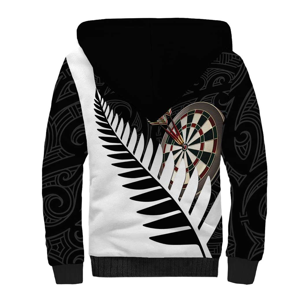 Personalised New Zealand Darts Sherpa Hoodie Silver Fern Aotearoa Maori Pattern LT14 - Polynesian Pride