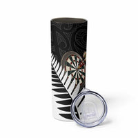 Personalised New Zealand Darts Skinny Tumbler Silver Fern Aotearoa Maori Pattern - Polynesian Pride