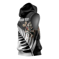 Personalised New Zealand Darts Sleeveless Hoodie Silver Fern Aotearoa Maori Pattern - Polynesian Pride