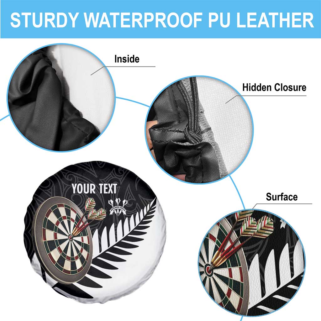 Personalised New Zealand Darts Spare Tire Cover Silver Fern Aotearoa Maori Pattern - Polynesian Pride