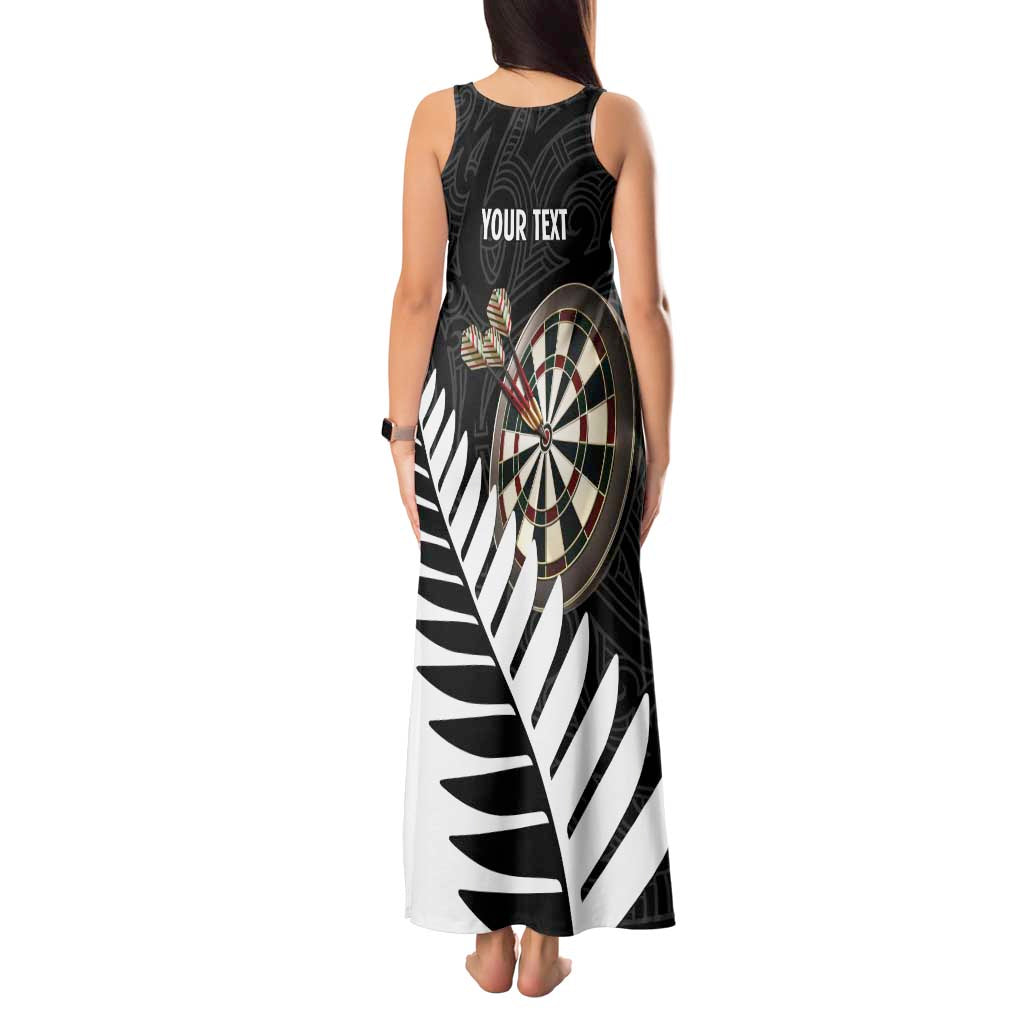 Personalised New Zealand Darts Tank Maxi Dress Silver Fern Aotearoa Maori Pattern - Polynesian Pride