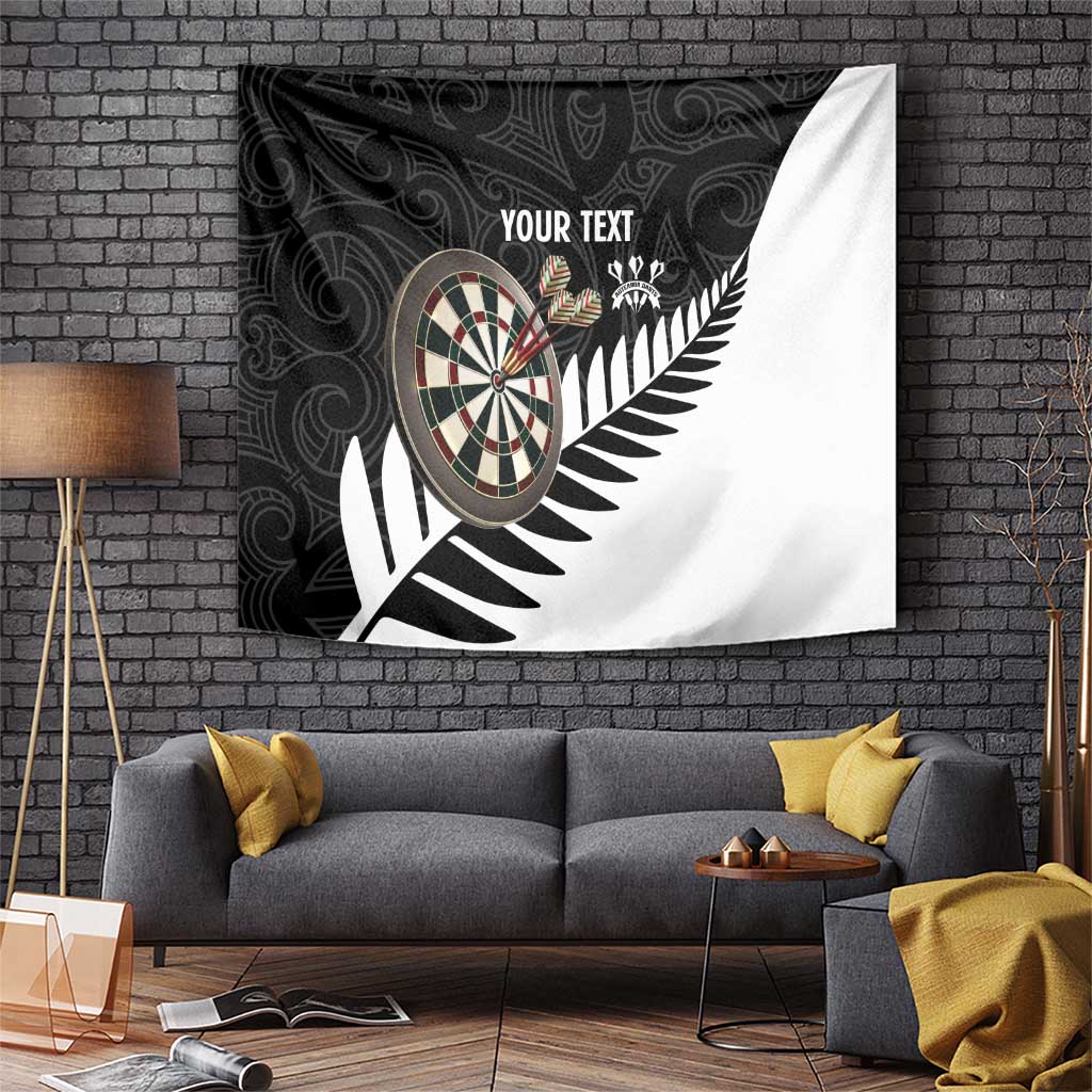 Personalised New Zealand Darts Tapestry Silver Fern Aotearoa Maori Pattern - Polynesian Pride
