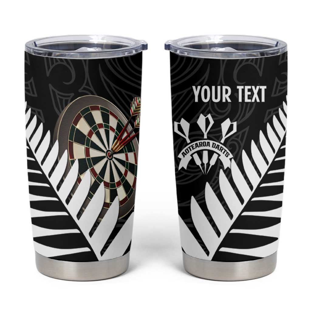 Personalised New Zealand Darts Tumbler Cup Silver Fern Aotearoa Maori Pattern - Polynesian Pride
