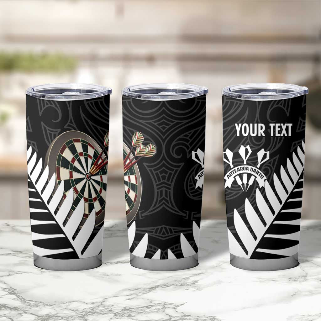 Personalised New Zealand Darts Tumbler Cup Silver Fern Aotearoa Maori Pattern - Polynesian Pride