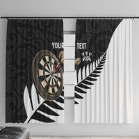 Personalised New Zealand Darts Window Curtain Silver Fern Aotearoa Maori Pattern - Polynesian Pride