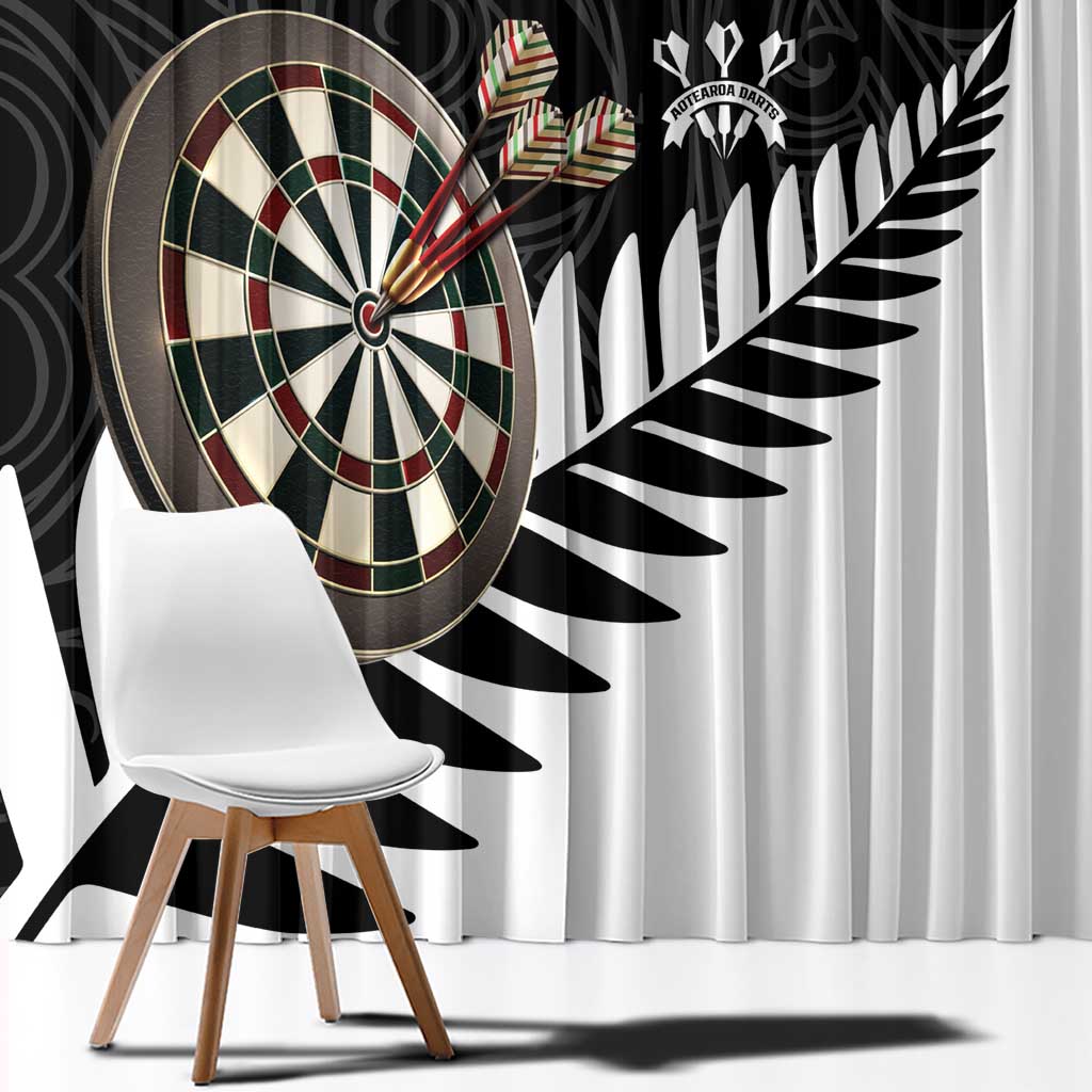 Personalised New Zealand Darts Window Curtain Silver Fern Aotearoa Maori Pattern - Polynesian Pride