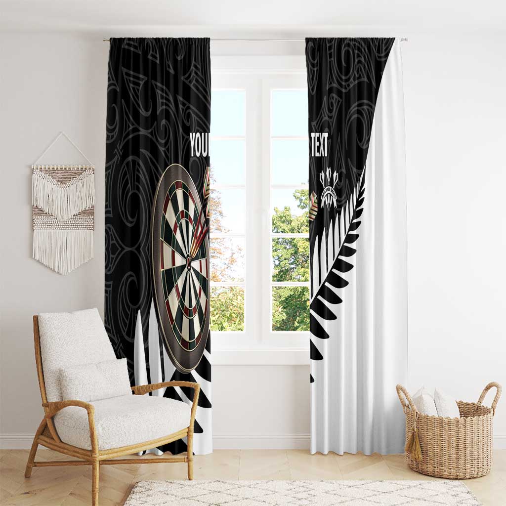 Personalised New Zealand Darts Window Curtain Silver Fern Aotearoa Maori Pattern - Polynesian Pride