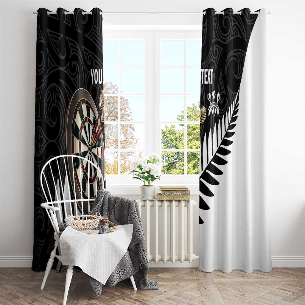 Personalised New Zealand Darts Window Curtain Silver Fern Aotearoa Maori Pattern - Polynesian Pride