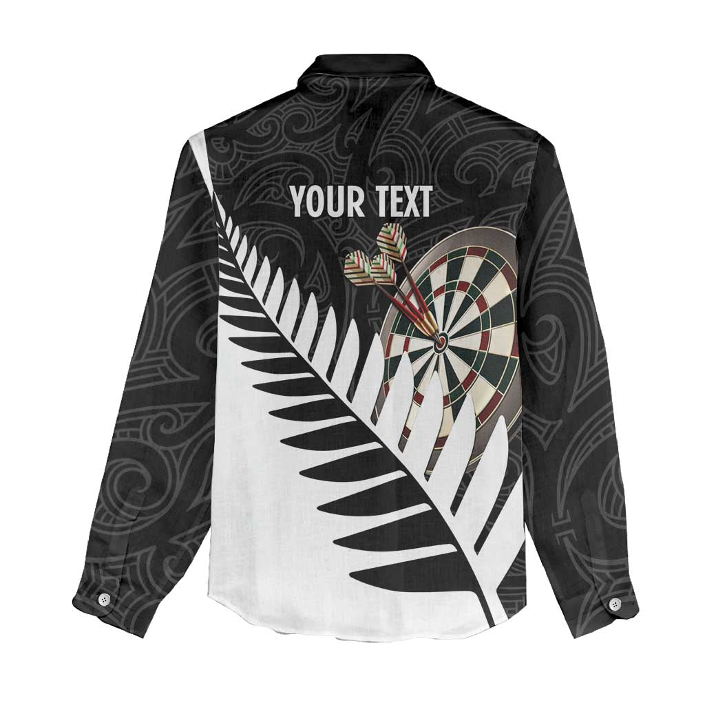 Personalised New Zealand Darts Women Casual Shirt Silver Fern Aotearoa Maori Pattern - Polynesian Pride