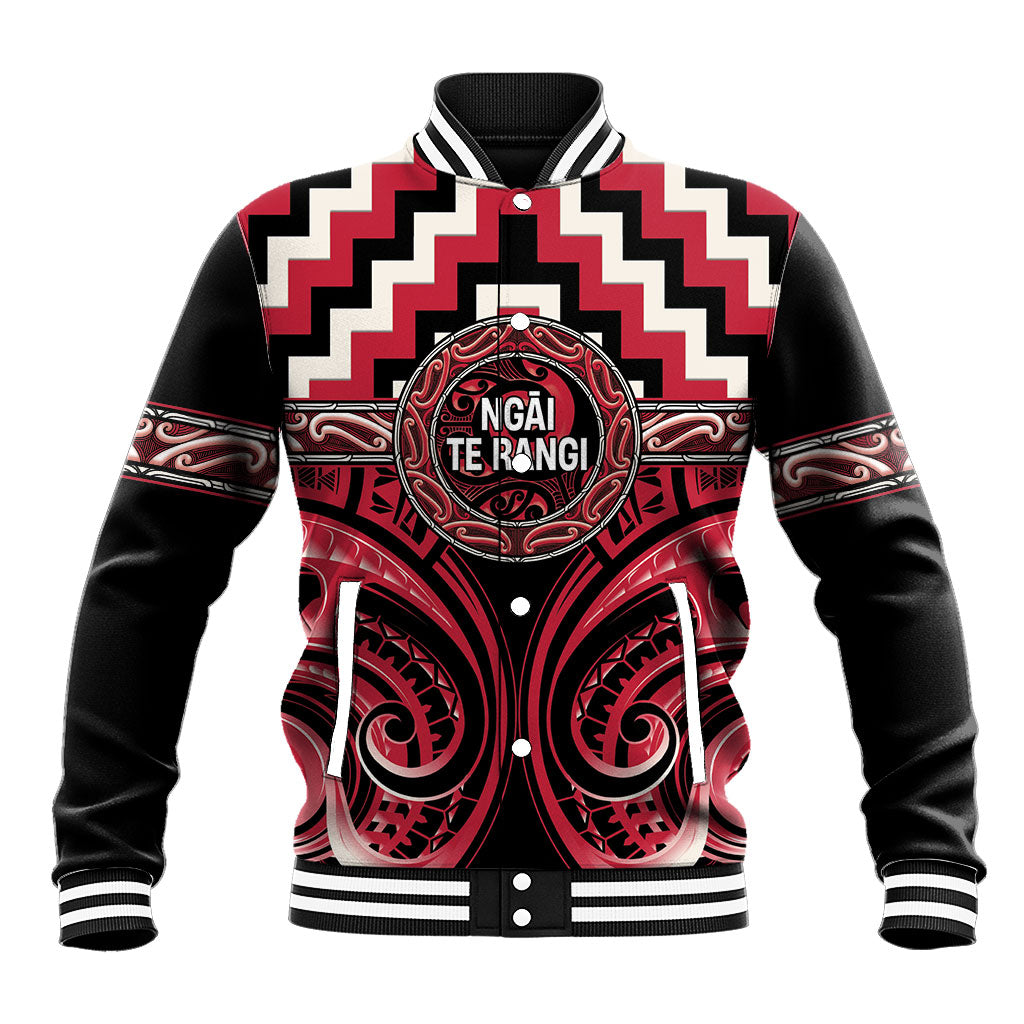 Aotearoa Ngai Te Rangi Personalised Baseball Jacket Maori Iwi Poutama Puhoro Tattoo LT14 Unisex Red - Polynesian Pride