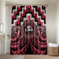 Aotearoa Ngai Te Rangi Bathroom Set Maori Iwi Poutama Puhoro Tattoo LT14 Shower Curtain Only Red - Polynesian Pride