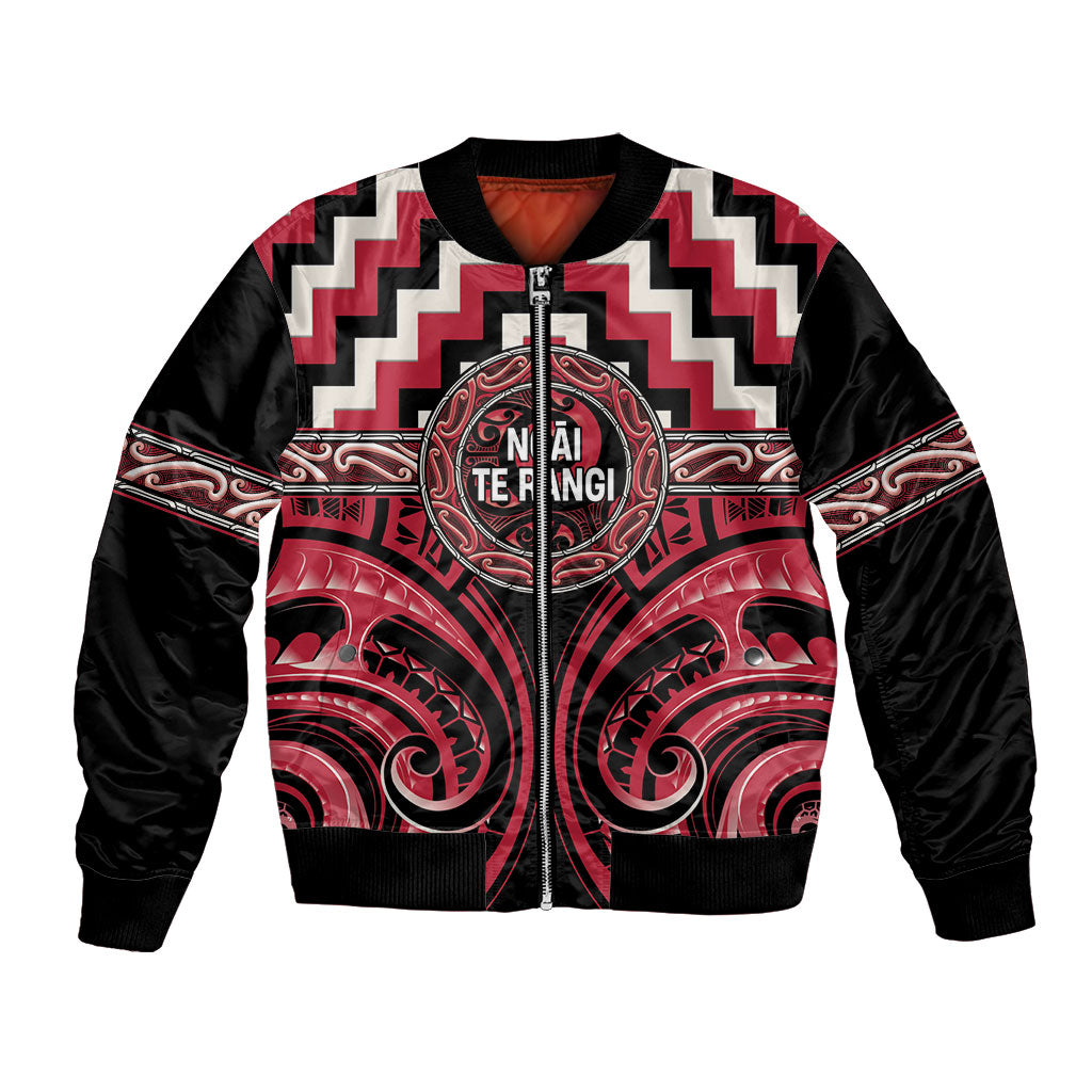 Aotearoa Ngai Te Rangi Personalised Bomber Jacket Maori Iwi Poutama Puhoro Tattoo LT14 Unisex Red - Polynesian Pride