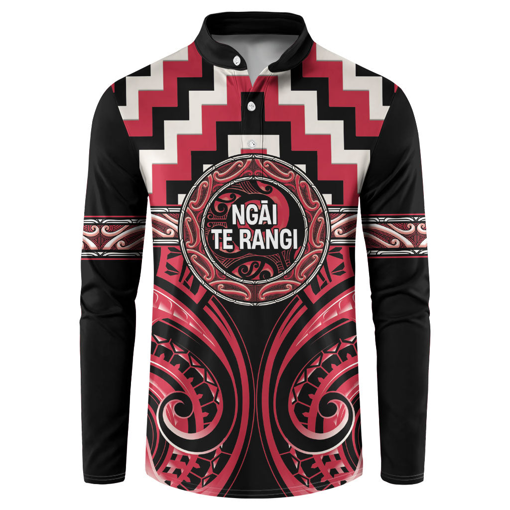 Aotearoa Ngai Te Rangi Personalised Button Sweatshirt Maori Iwi Poutama Puhoro Tattoo LT14 Red - Polynesian Pride