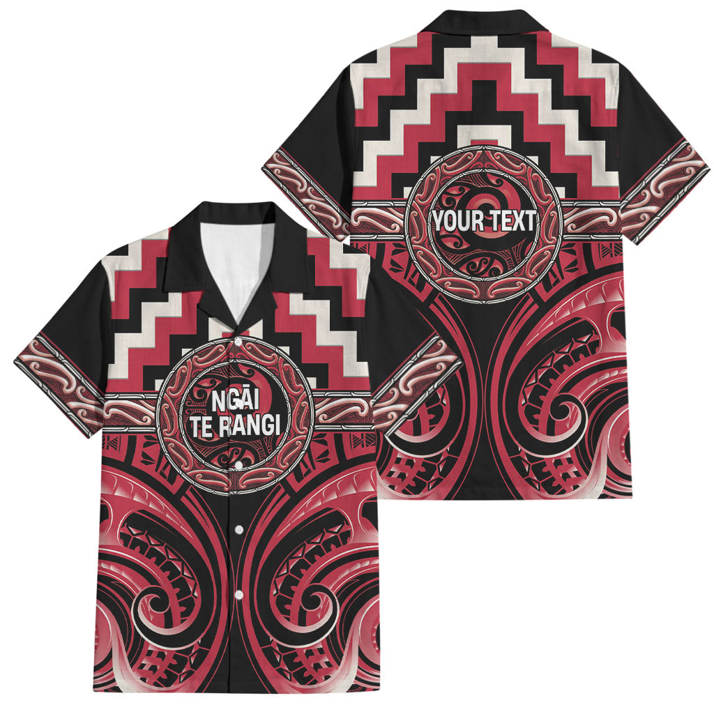 Aotearoa Ngai Te Rangi Personalised Family Matching Off The Shoulder Long Sleeve Dress and Hawaiian Shirt Maori Iwi Poutama Puhoro Tattoo LT14 Dad's Shirt - Short Sleeve Red - Polynesian Pride