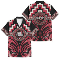 Aotearoa Ngai Te Rangi Personalised Family Matching Off The Shoulder Long Sleeve Dress and Hawaiian Shirt Maori Iwi Poutama Puhoro Tattoo LT14 Dad's Shirt - Short Sleeve Red - Polynesian Pride