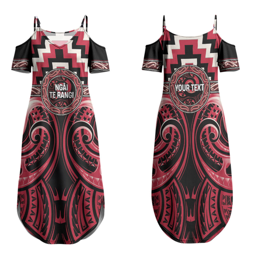 Aotearoa Ngai Te Rangi Personalised Family Matching Summer Maxi Dress and Hawaiian Shirt Maori Iwi Poutama Puhoro Tattoo LT14 Mom's Dress Red - Polynesian Pride
