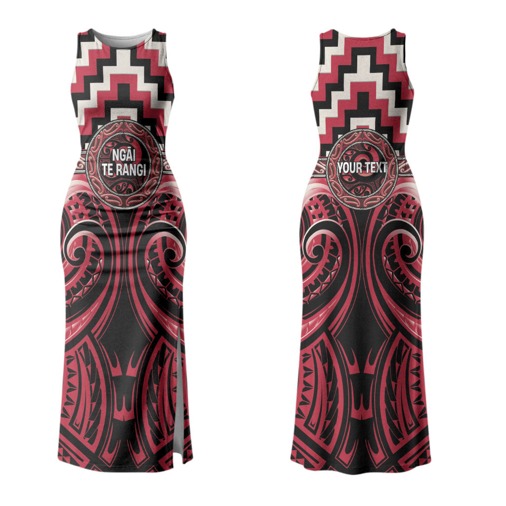 Aotearoa Ngai Te Rangi Personalised Family Matching Tank Maxi Dress and Hawaiian Shirt Maori Iwi Poutama Puhoro Tattoo LT14 Mom's Dress Red - Polynesian Pride