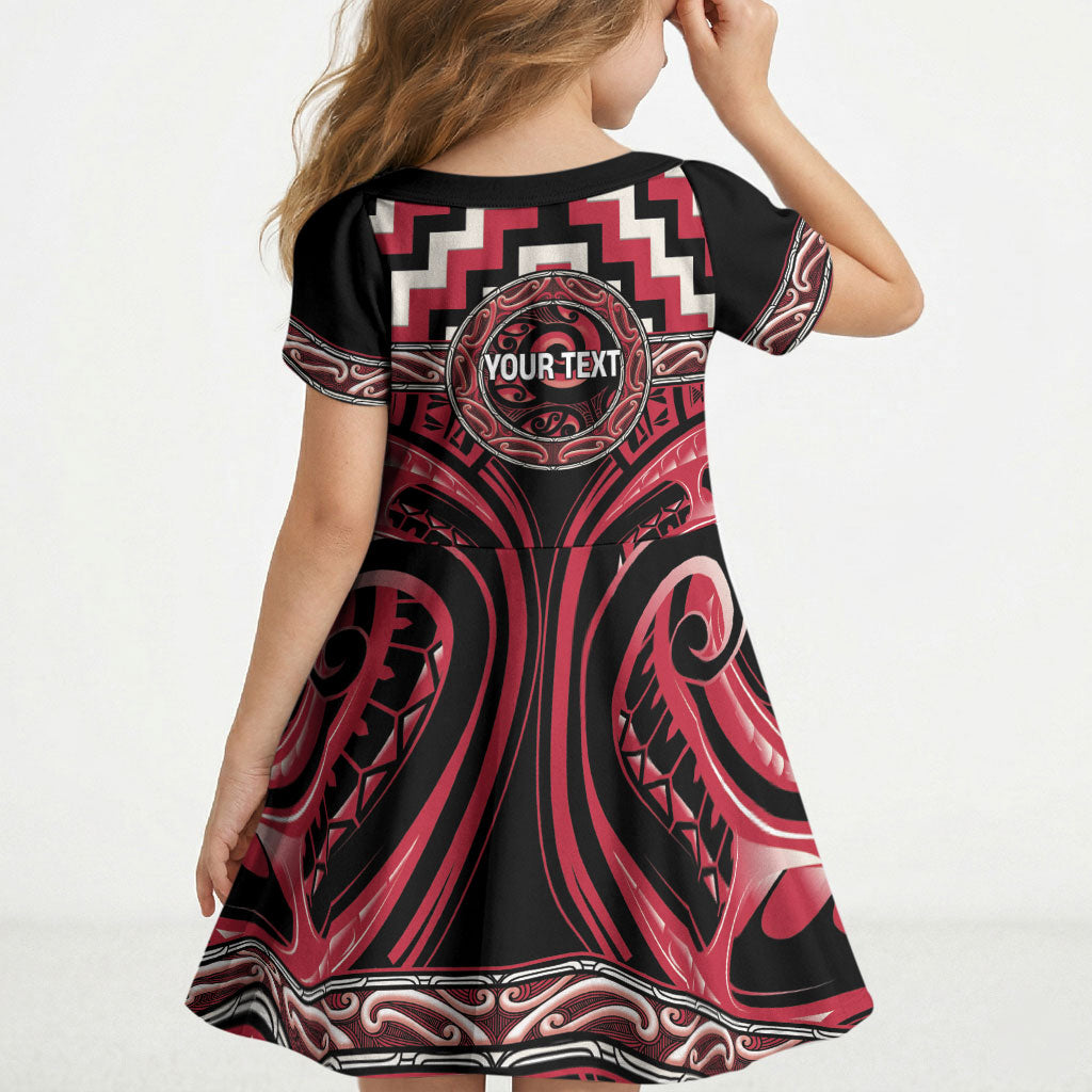 Aotearoa Ngai Te Rangi Personalised Kid Short Sleeve Dress Maori Iwi Poutama Puhoro Tattoo LT14 - Polynesian Pride