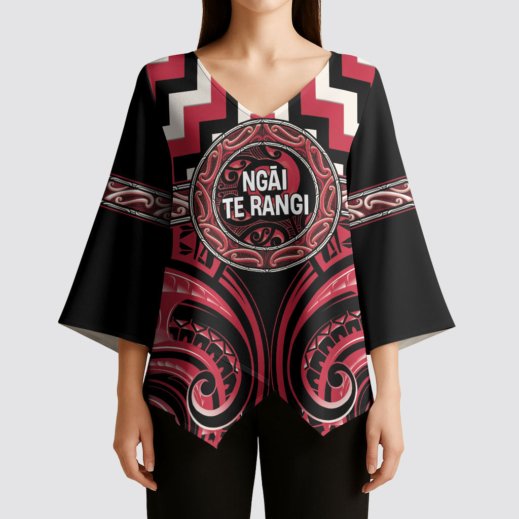 Aotearoa Ngai Te Rangi Personalised Kimono Sleeve Blouse Maori Iwi Poutama Puhoro Tattoo LT14 - Polynesian Pride