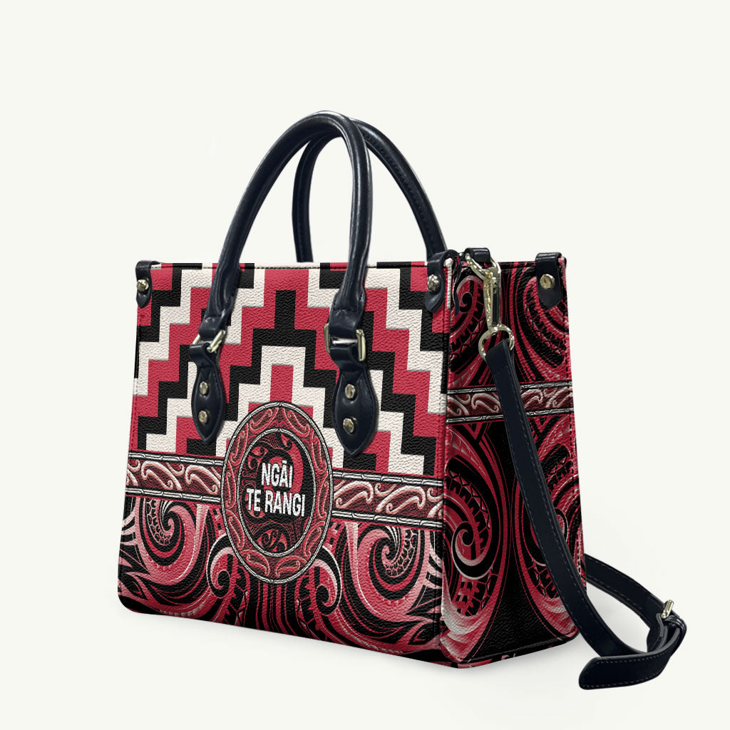 Aotearoa Ngai Te Rangi Leather Bag Maori Iwi Poutama Puhoro Tattoo LT14 Red - Polynesian Pride