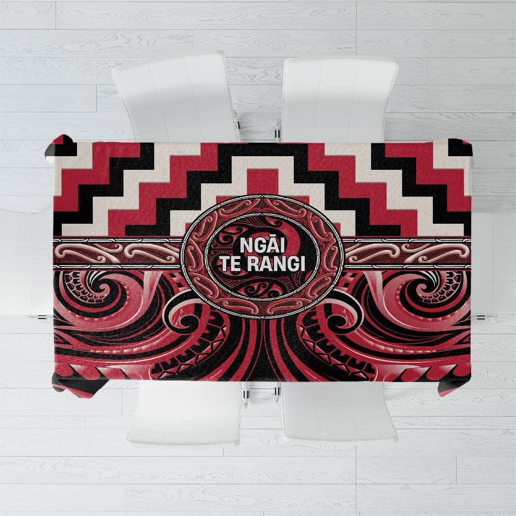 Aotearoa Ngai Te Rangi Tablecloth Maori Iwi Poutama Puhoro Tattoo LT14 Red - Polynesian Pride