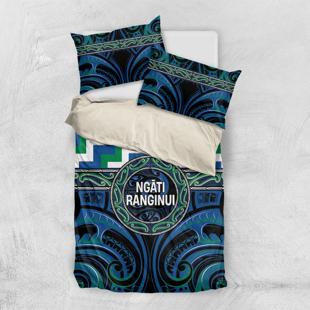 Aotearoa Ngati Ranginui Bedding Set Maori Iwi Poutama Puhoro Tattoo LT14 US Twin 172cm x 218cm Green - Polynesian Pride