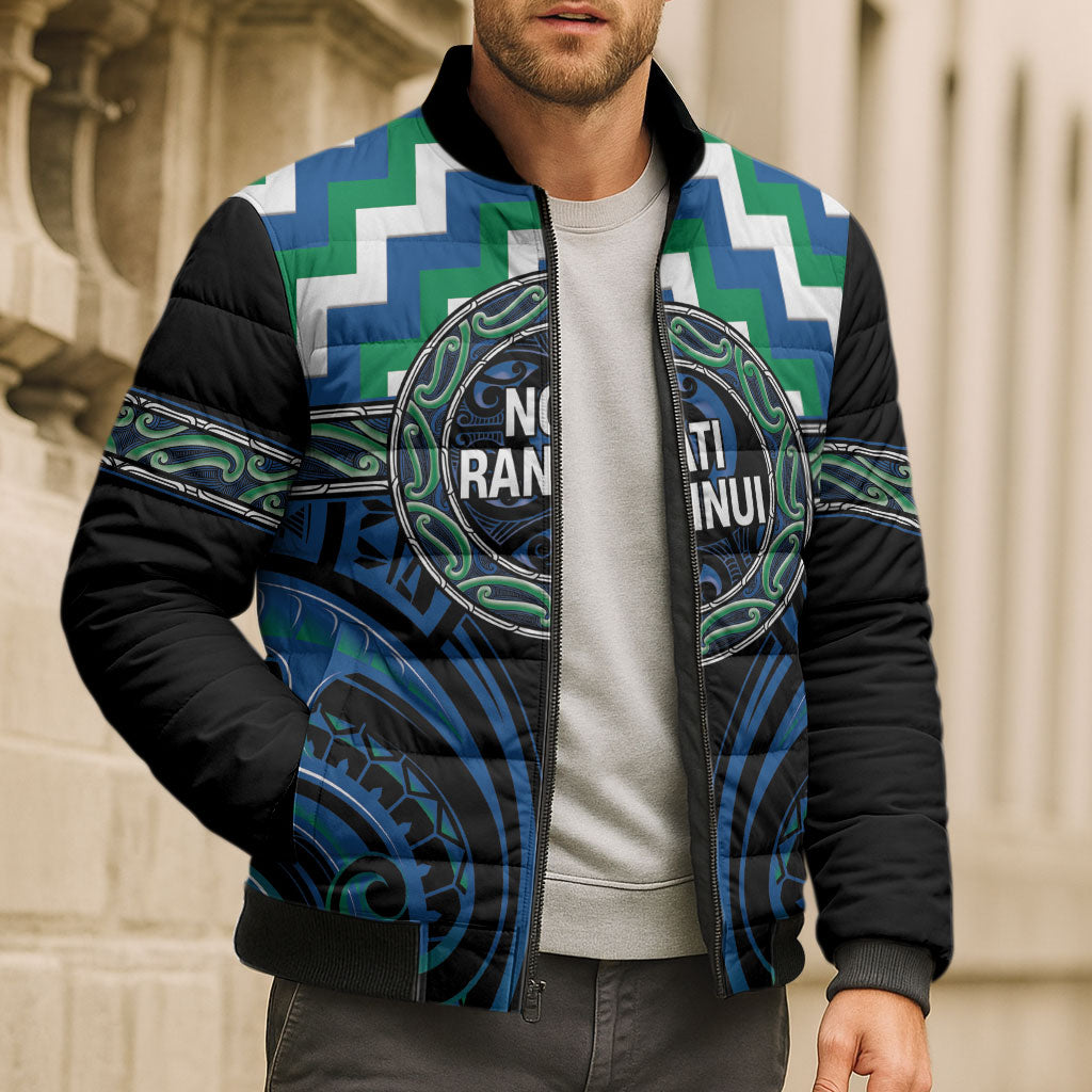 Aotearoa Ngati Ranginui Personalised Bomber Puffer Jacket Maori Iwi Poutama Puhoro Tattoo LT14 - Polynesian Pride