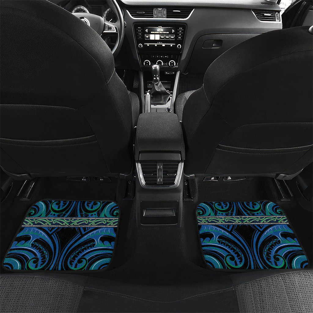Aotearoa Ngati Ranginui Personalised Car Mats Maori Iwi Poutama Puhoro Tattoo LT14 Set 2pcs - Back Green - Polynesian Pride