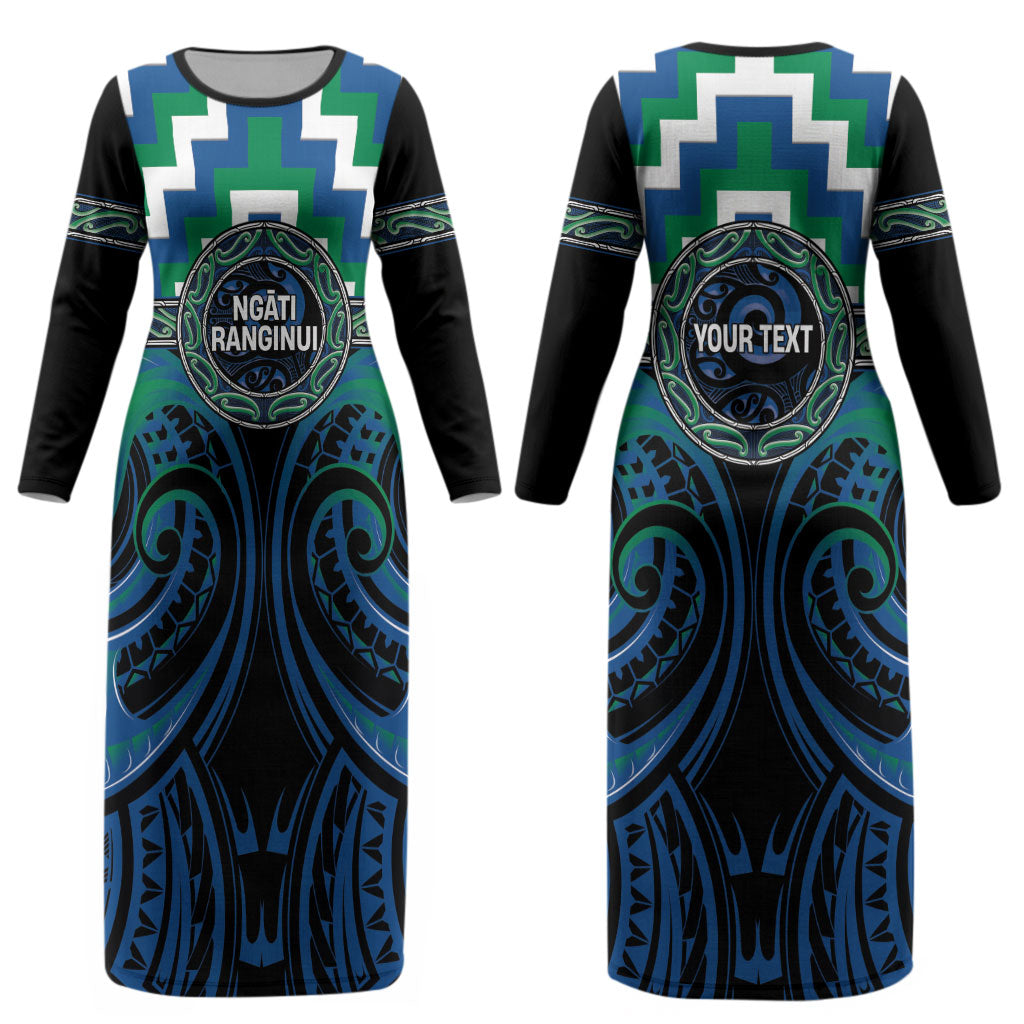 Aotearoa Ngati Ranginui Personalised Couples Matching Long Sleeve Bodycon Dress and Hawaiian Shirt Maori Iwi Poutama Puhoro Tattoo LT14 - Polynesian Pride