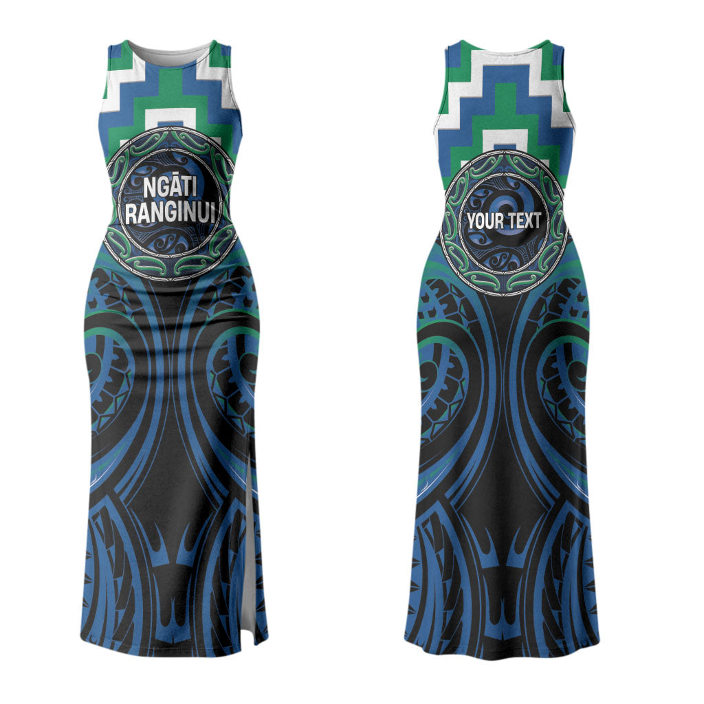 Aotearoa Ngati Ranginui Personalised Couples Matching Tank Maxi Dress and Long Sleeve Button Shirt Maori Iwi Poutama Puhoro Tattoo LT14 - Polynesian Pride