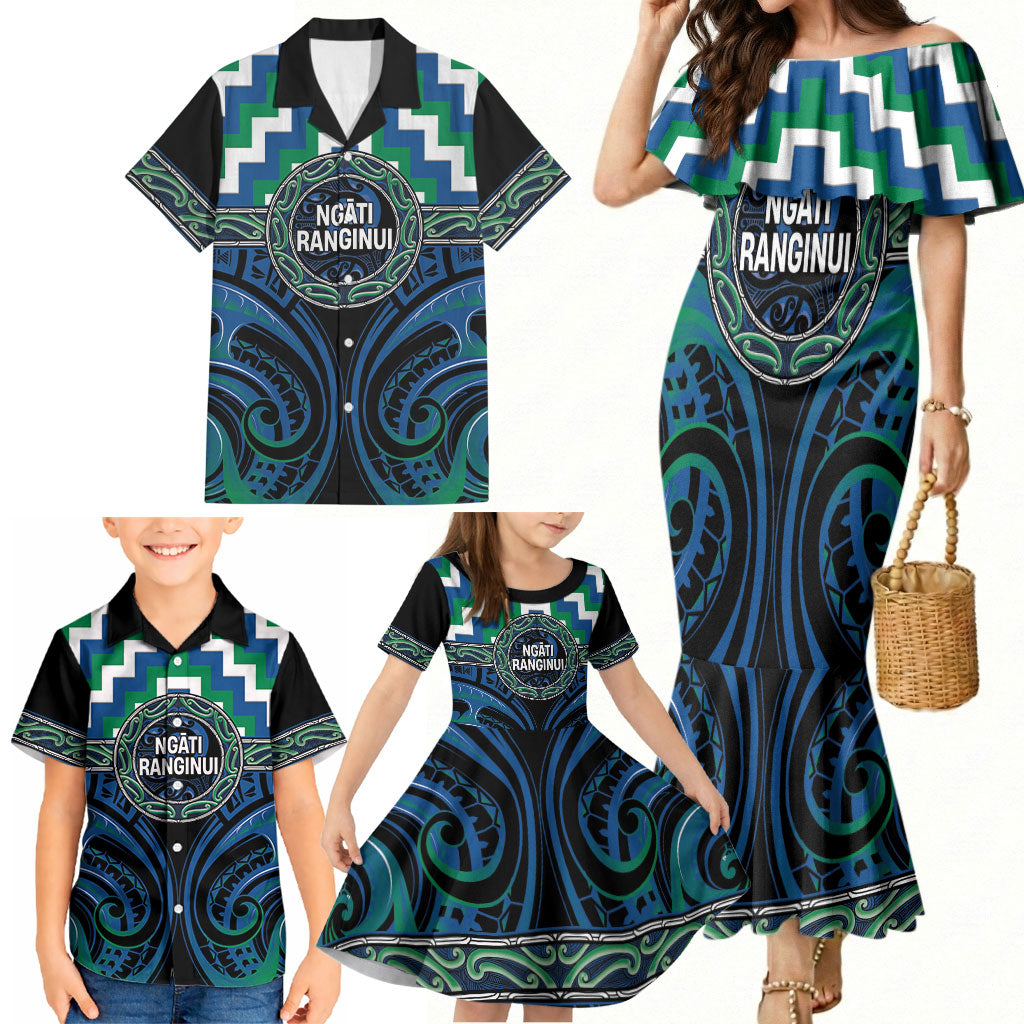Aotearoa Ngati Ranginui Personalised Family Matching Mermaid Dress and Hawaiian Shirt Maori Iwi Poutama Puhoro Tattoo LT14 - Polynesian Pride