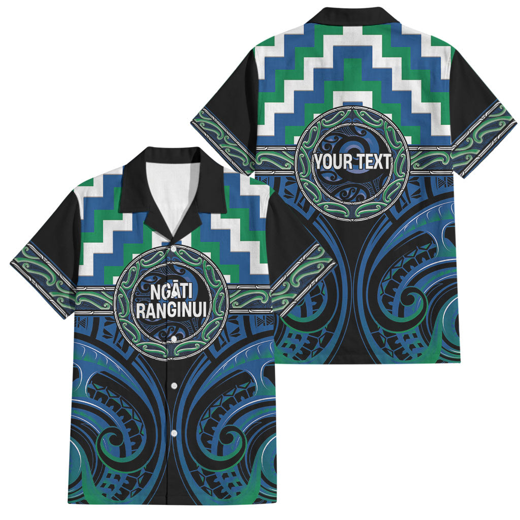 Aotearoa Ngati Ranginui Personalised Family Matching Summer Maxi Dress and Hawaiian Shirt Maori Iwi Poutama Puhoro Tattoo LT14 Dad's Shirt - Short Sleeve Green - Polynesian Pride