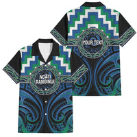 Aotearoa Ngati Ranginui Personalised Family Matching Summer Maxi Dress and Hawaiian Shirt Maori Iwi Poutama Puhoro Tattoo LT14 Dad's Shirt - Short Sleeve Green - Polynesian Pride